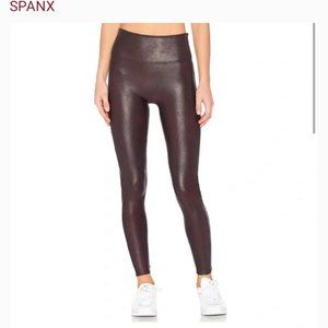 Spanx Faux Leather Leggings in Wine